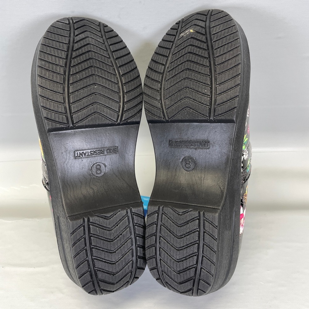 Spring Step Valor Floral Clogs Womens Size M Black Slip On Garden Comfort Shoes - Picture 10 of 10